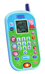 VTech Peppa Pig Lets Chat Phone LCD screen shows family in action
