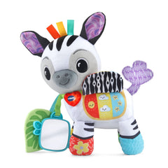 VTech Take Me With You Zebra showing a crinkly leaf for tactile exploration