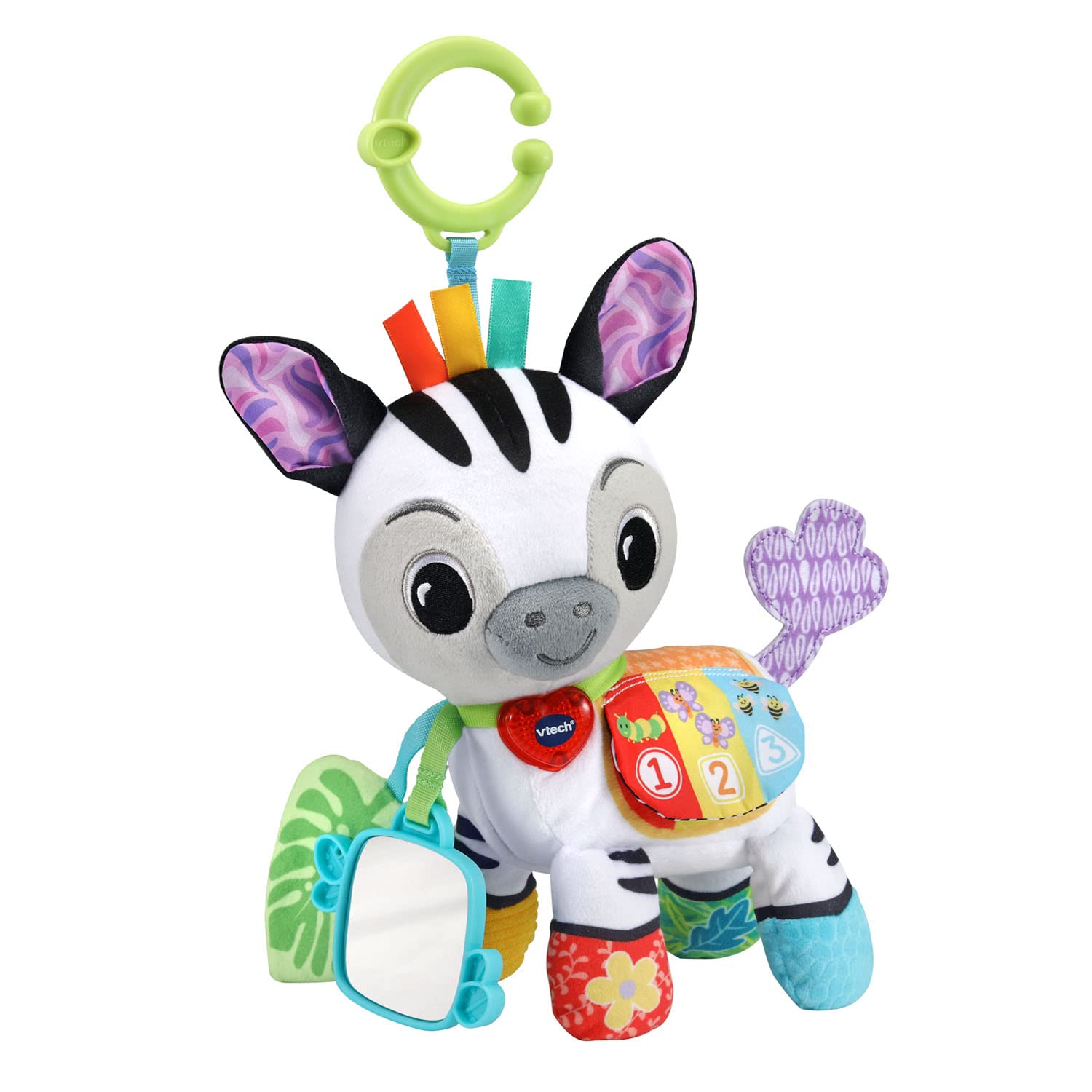 VTech Take Me With You Zebra ribbon tags to stimulate grasping and sensory engagement