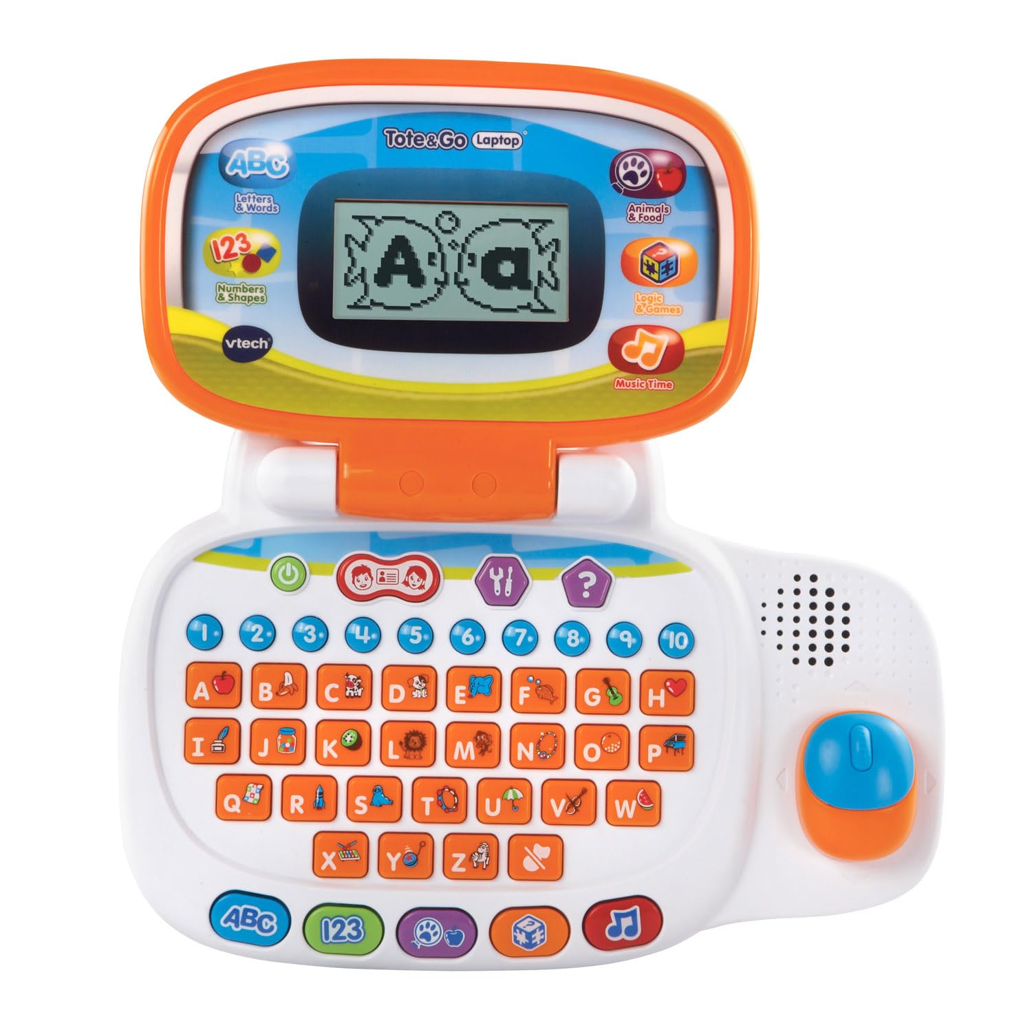 VTech Tote and Go Laptop orange front view inviting interactive early learning.