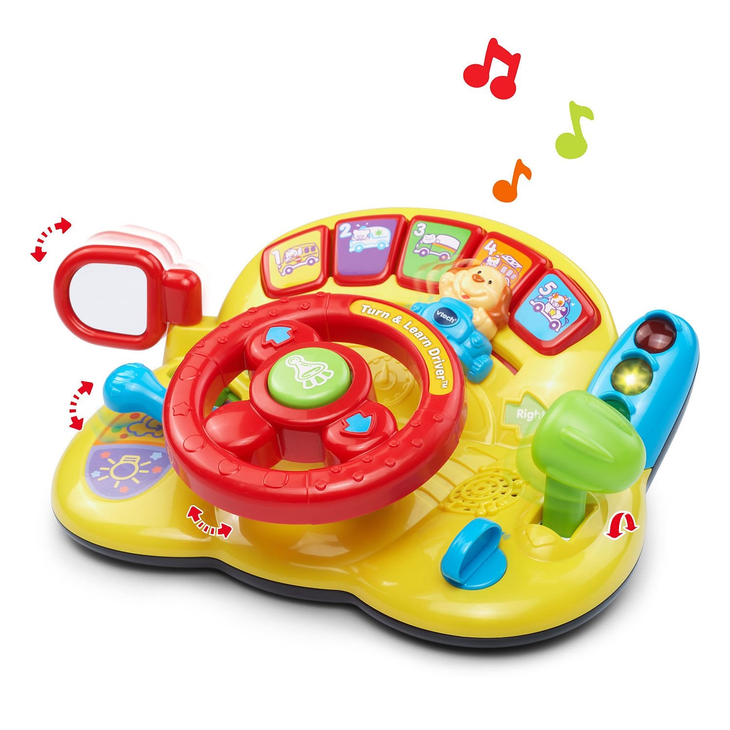 VTech Turn and Learn Driver yellow buttons and mirror encourage fine motor skills and pretend play