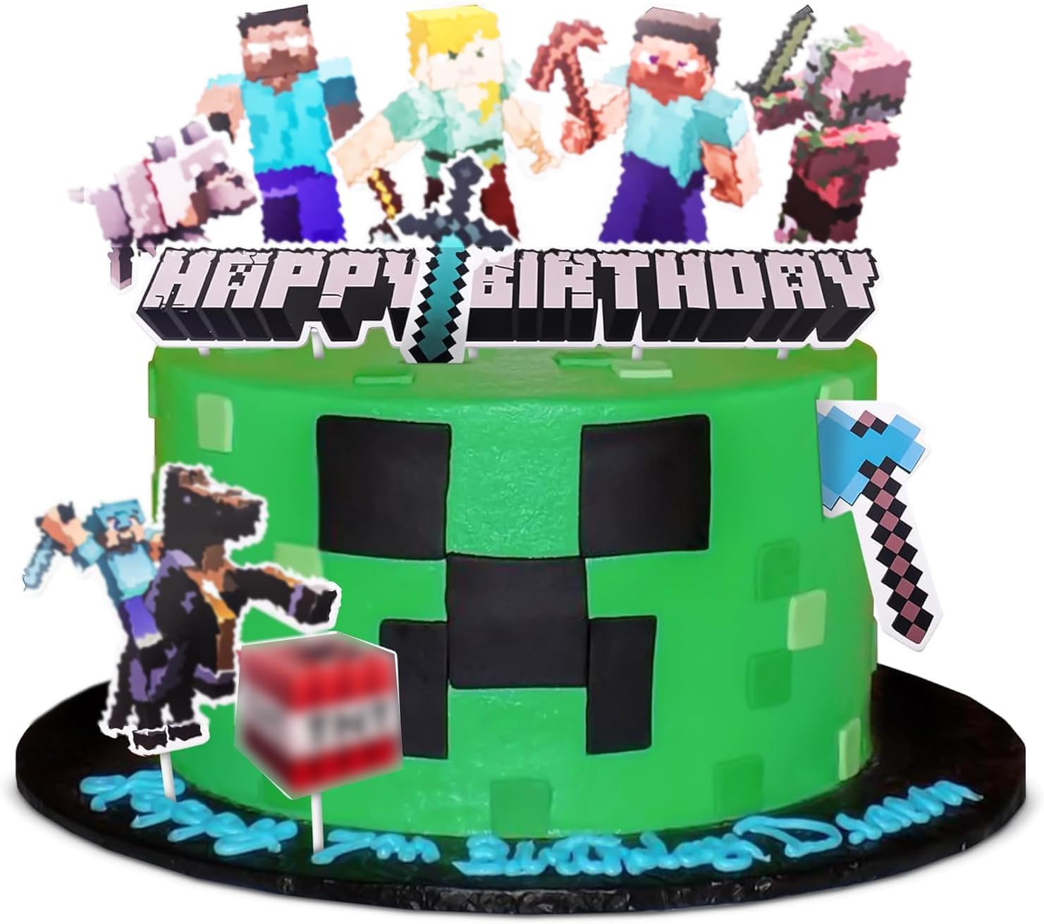 V TOWER 10-piece pixel-style gamer cake toppers enhance birthday cake visuals and quick setup