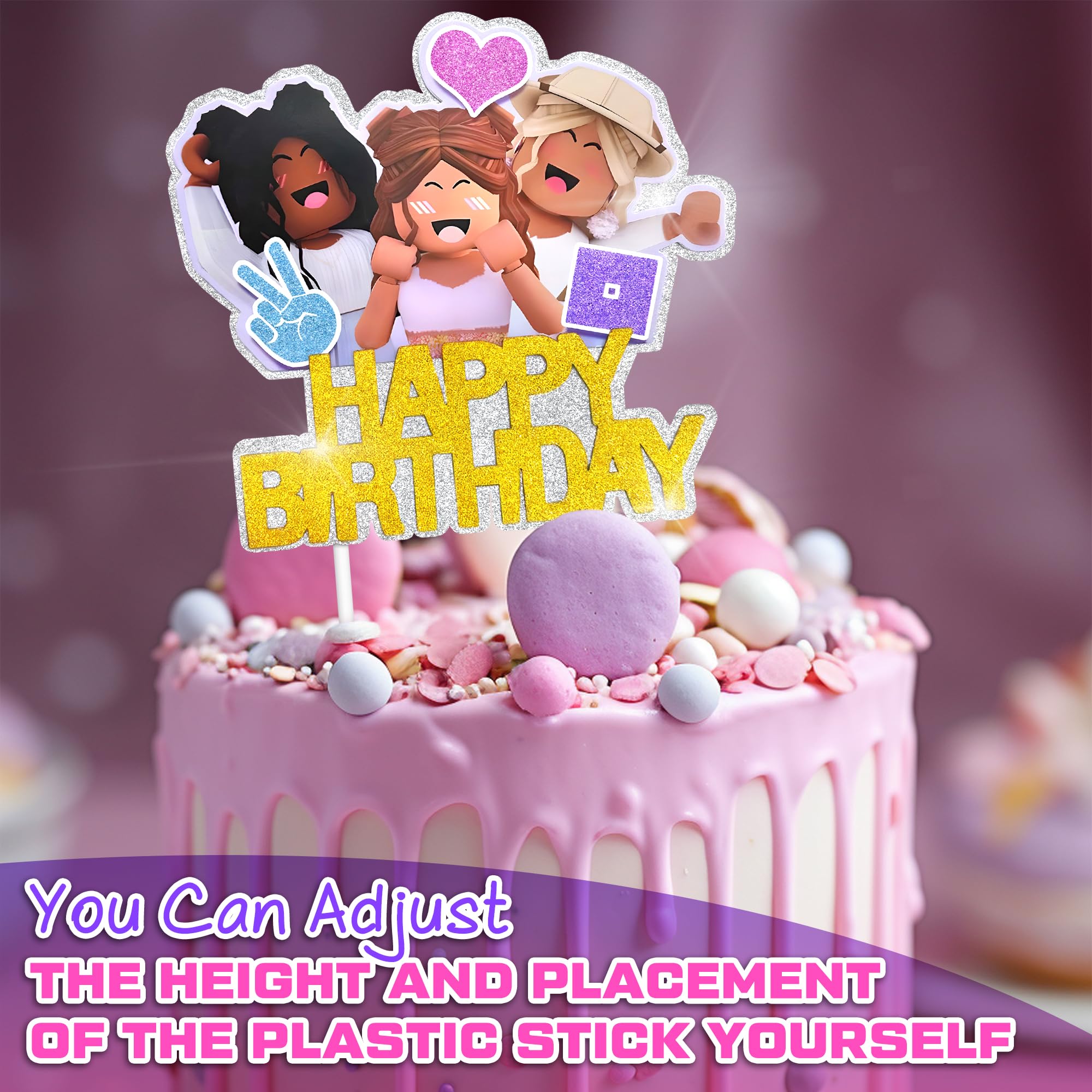 V TOWER Topper size 8.27 by 6.3 inches fits many cakes.