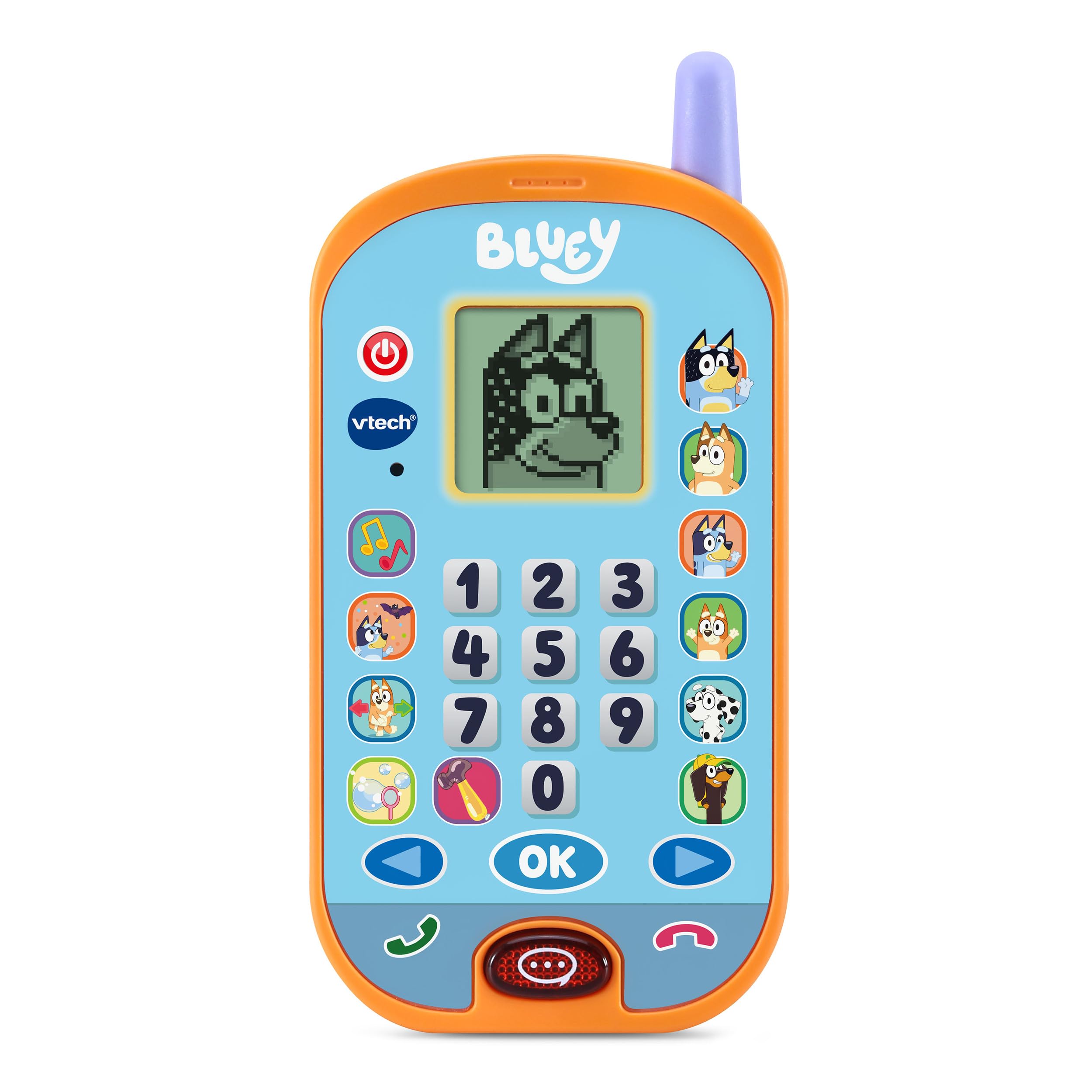 VTech Bluey learning mobile demonstrates authentic voices for immersive storytelling.