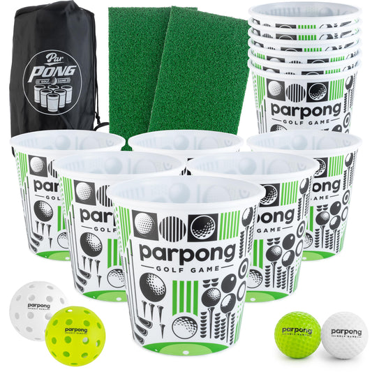 VULCANO SPORTS Par Pong 12 buckets setup for backyard golf fun and social competition