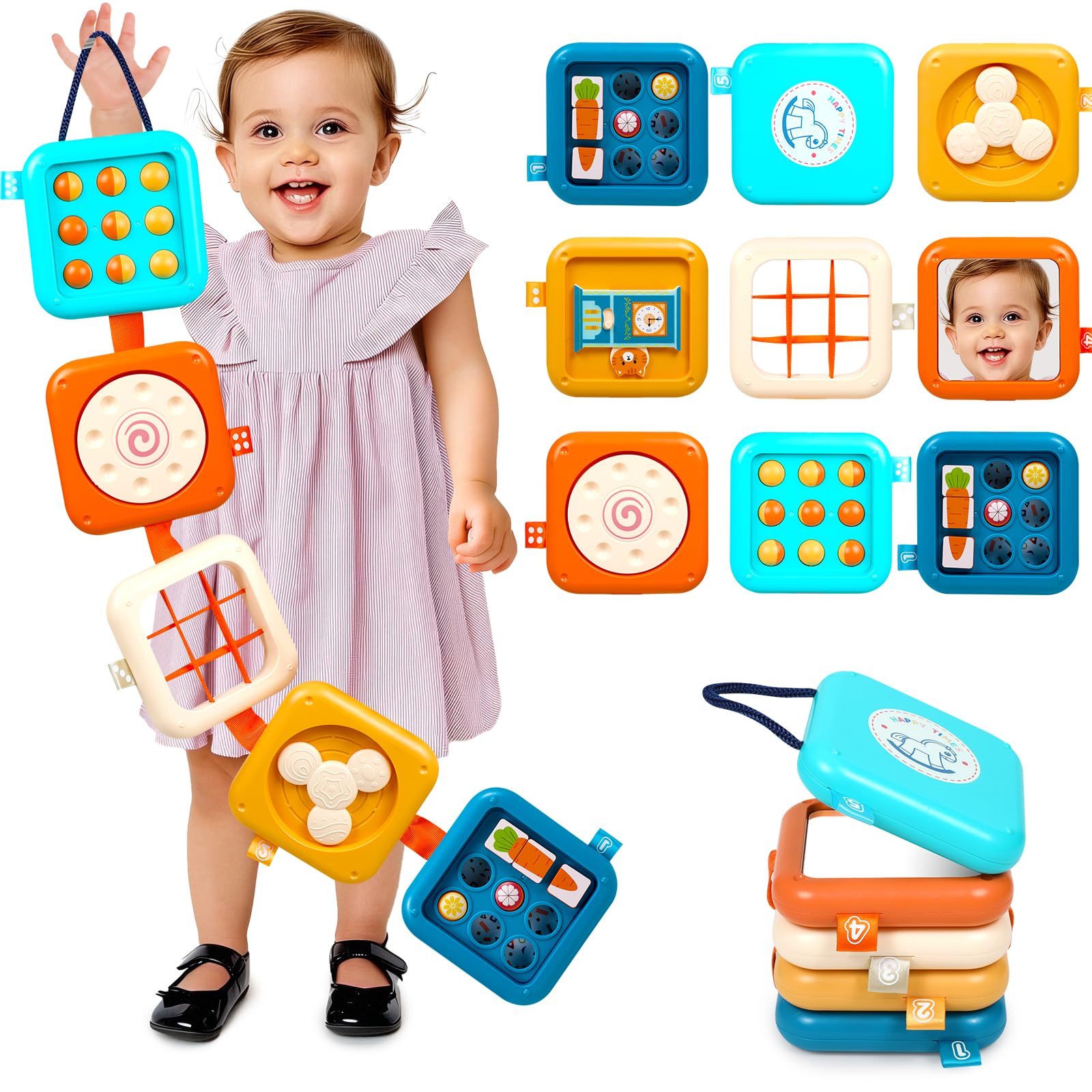 Vunrahsg Busy Board 8-in-1 Montessori panel boosts fine motor skills during play