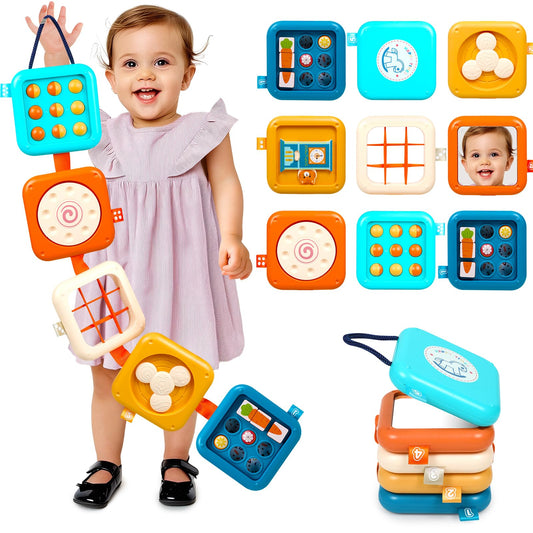 Vunrahsg Busy Board 8-in-1 Montessori panel boosts fine motor skills during play