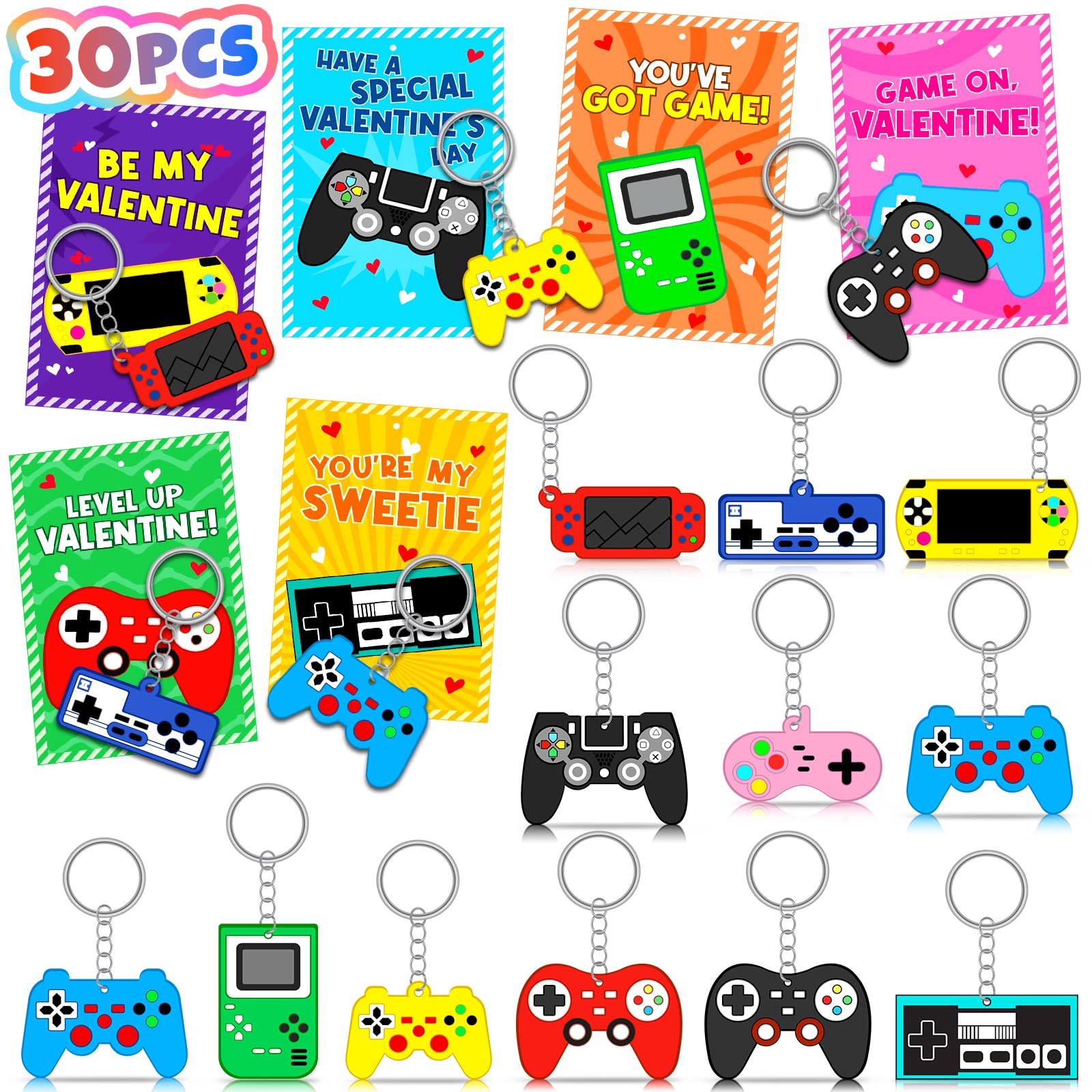 Vunrahsg video game keychains collection with 11 designs for classroom exchanges.