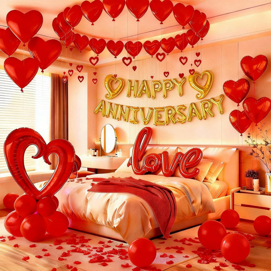 Vurxanqo Happy Anniversary decor kit contents for a complete celebration setup