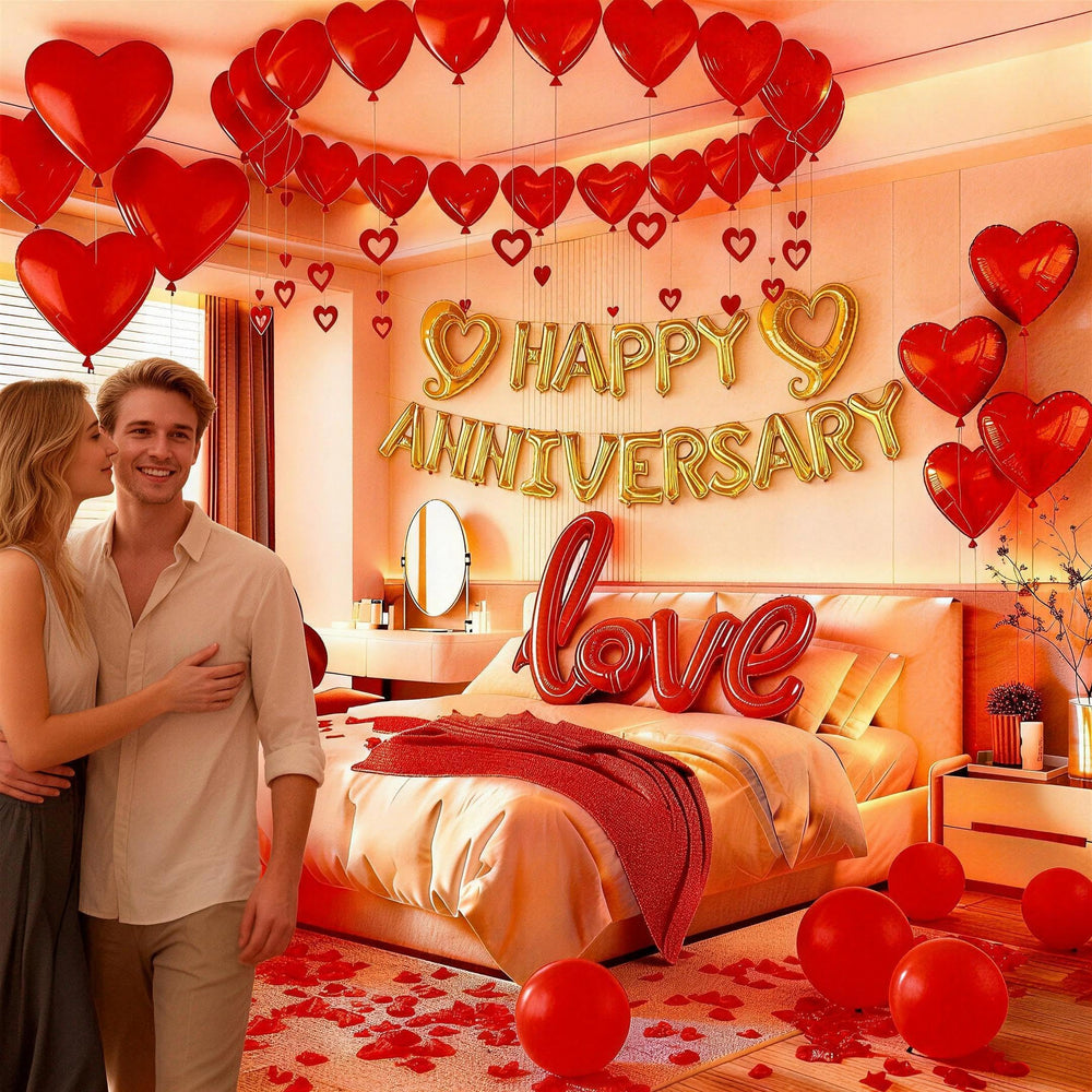 Vurxanqo heart foil balloons 18-inch create eye-catching anniversary accents