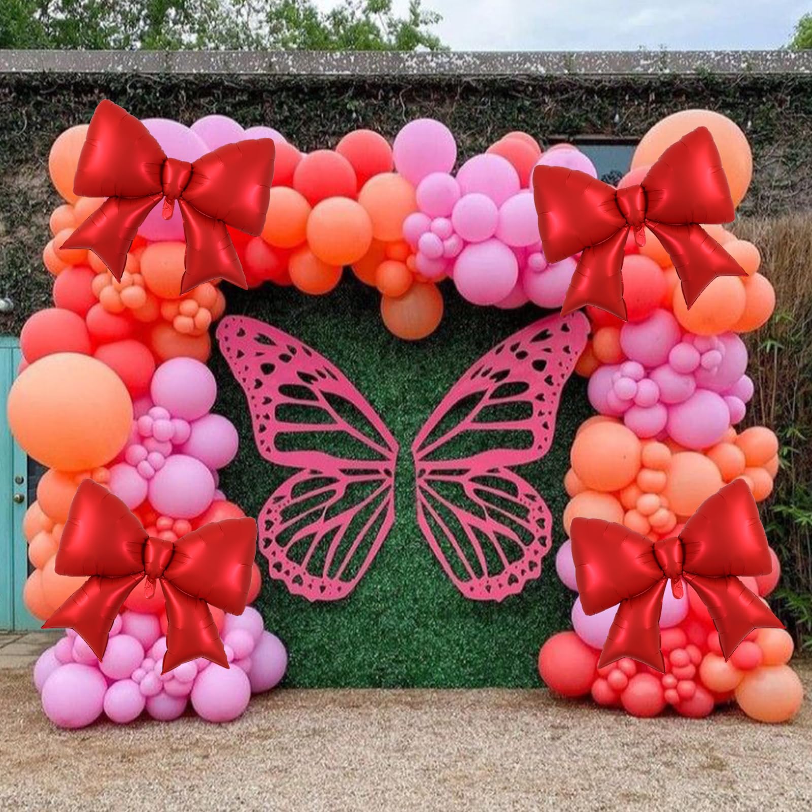 Vuzvuv giant red bow balloons elevating celebratory table or shelf displays