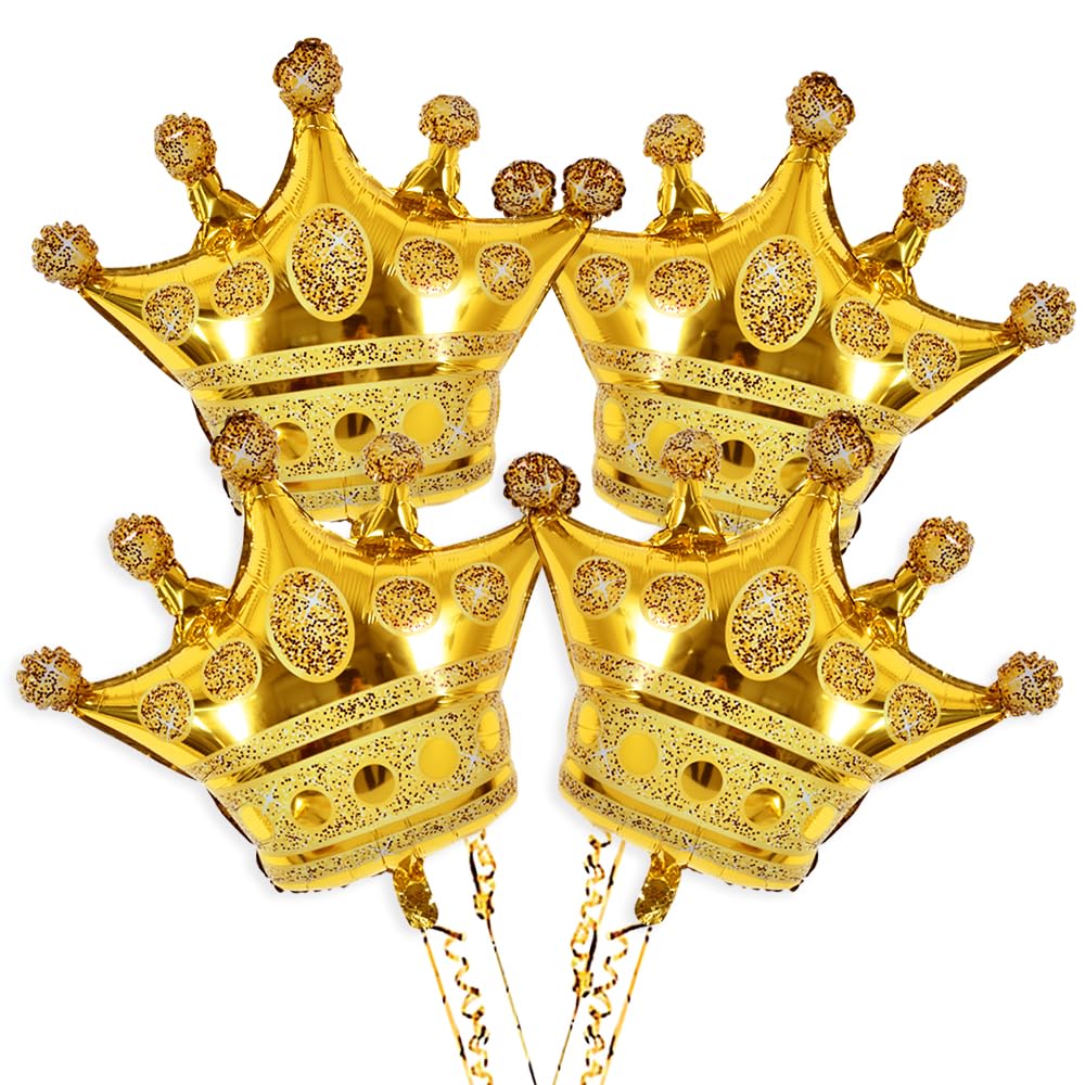 Vuzvuv gold crown balloons 24 inch four-piece set for elegant party decor