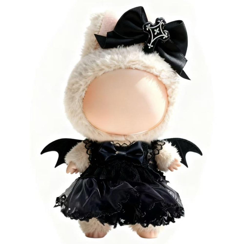 VVQUI 17cm doll clothes black lace dress with devil wings and cross bow for stylish play.