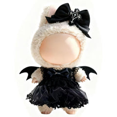 VVQUI 17cm doll clothes black lace dress with devil wings and cross bow for stylish play.