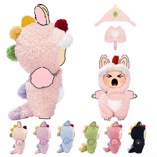 VVQUI 17cm doll dino jumpsuit light pink—easy fit for playtime and display
