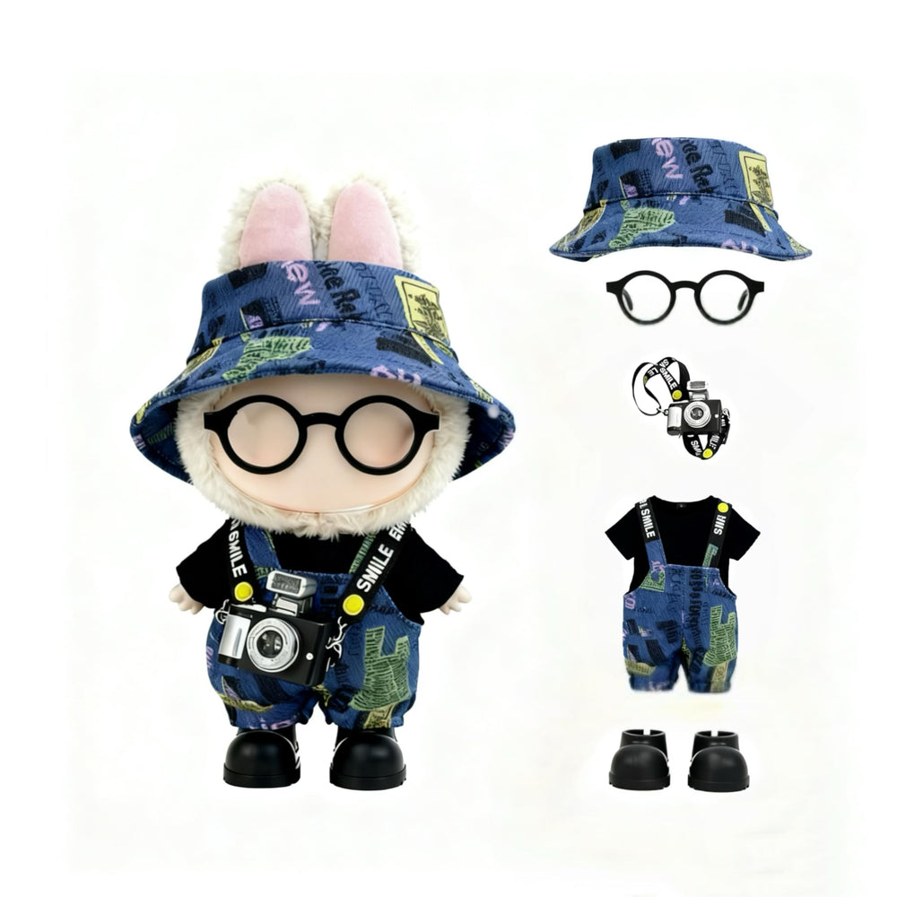 VVQUI 17cm doll overalls in graffiti blue for cute pose-ready outfits