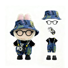 VVQUI 17cm doll overalls in graffiti blue for cute pose-ready outfits