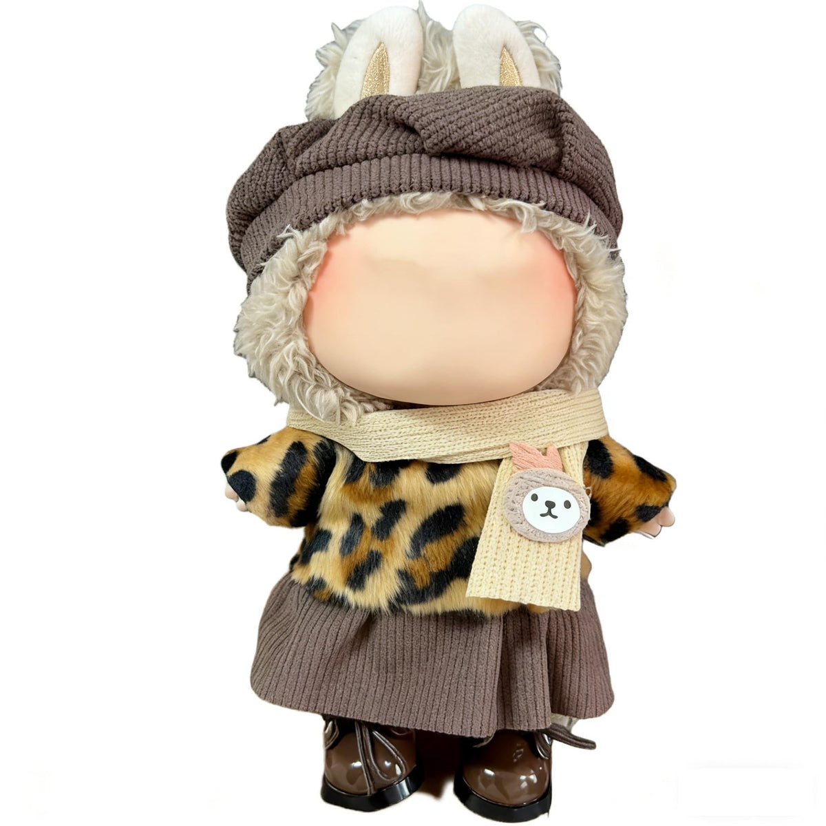 VVQUI 17cm doll clothes patterned brown kawaii skirt for stylish play