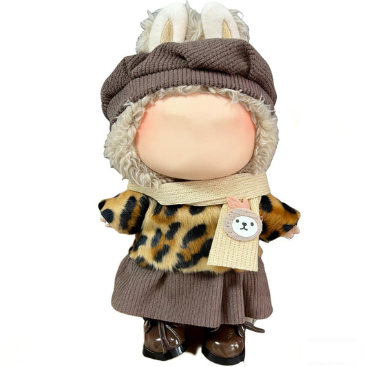 VVQUI 17cm doll clothes patterned brown kawaii skirt for stylish play
