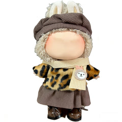 VVQUI 17cm doll clothes patterned brown kawaii skirt for stylish play