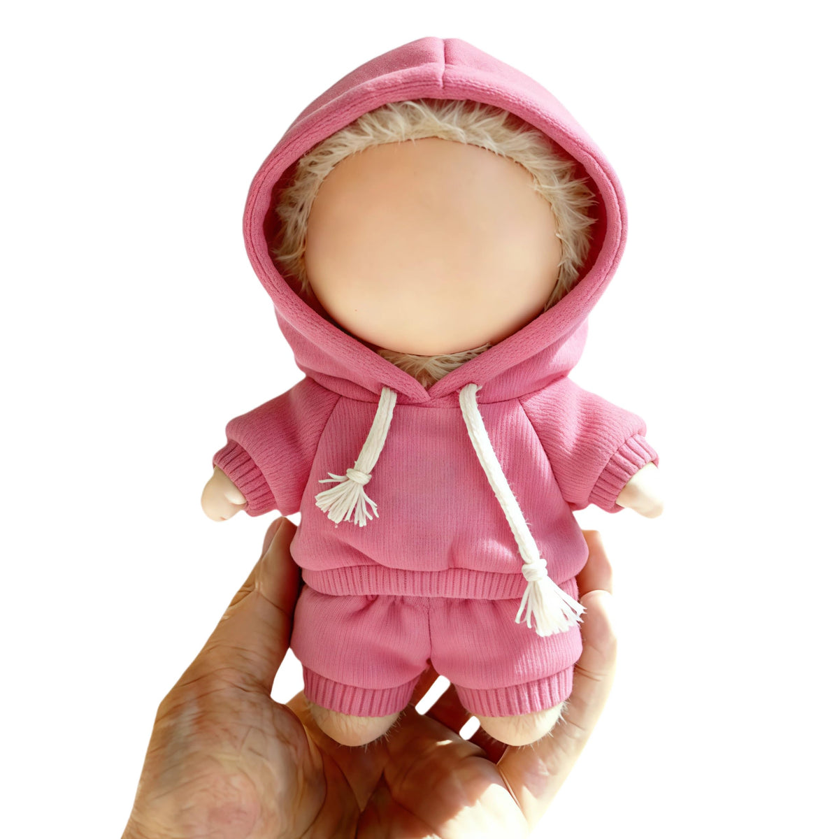 VVQUI 17cm doll hoodie set in pink, soft fabric for comfy daily dress