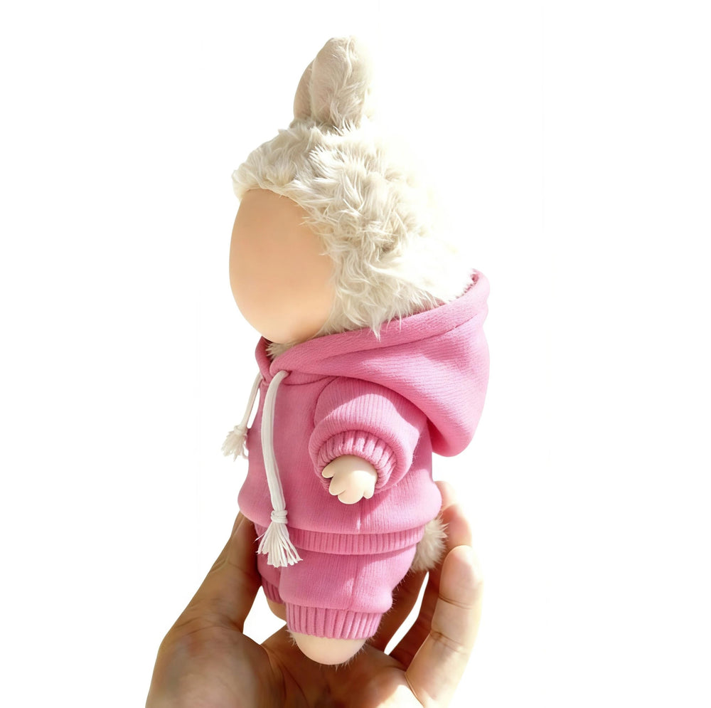 VVQUI 17cm doll hoodie set in pink, soft fabric for easy outfit changes