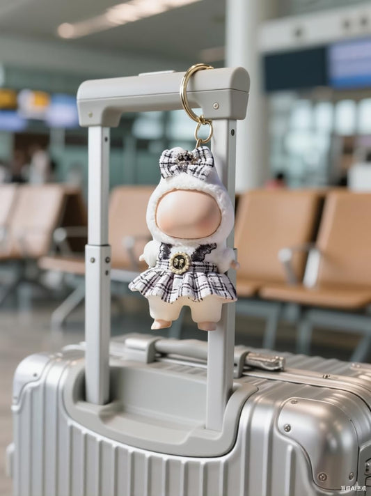 VVQUI 17cm plaid dress in light pink, adds cute charm to doll outfits.