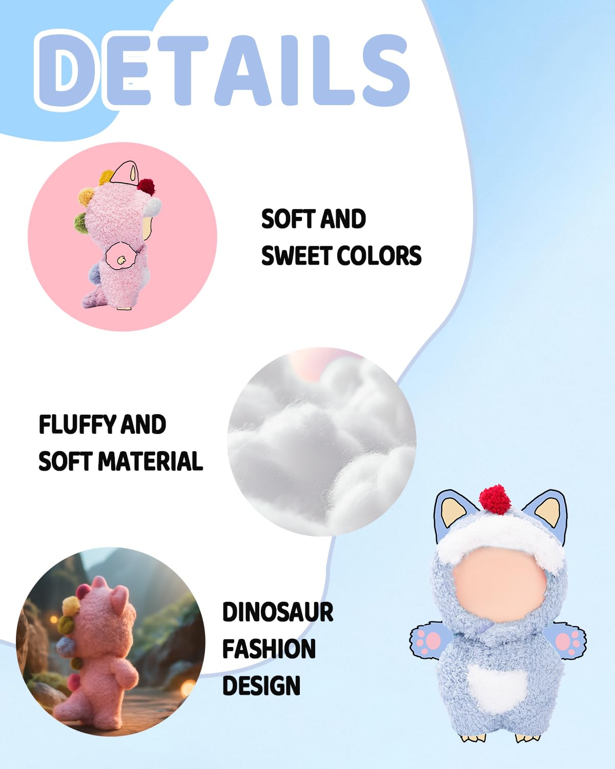 VVQUI animal-style doll costume offers versatile looks for photos and themes.