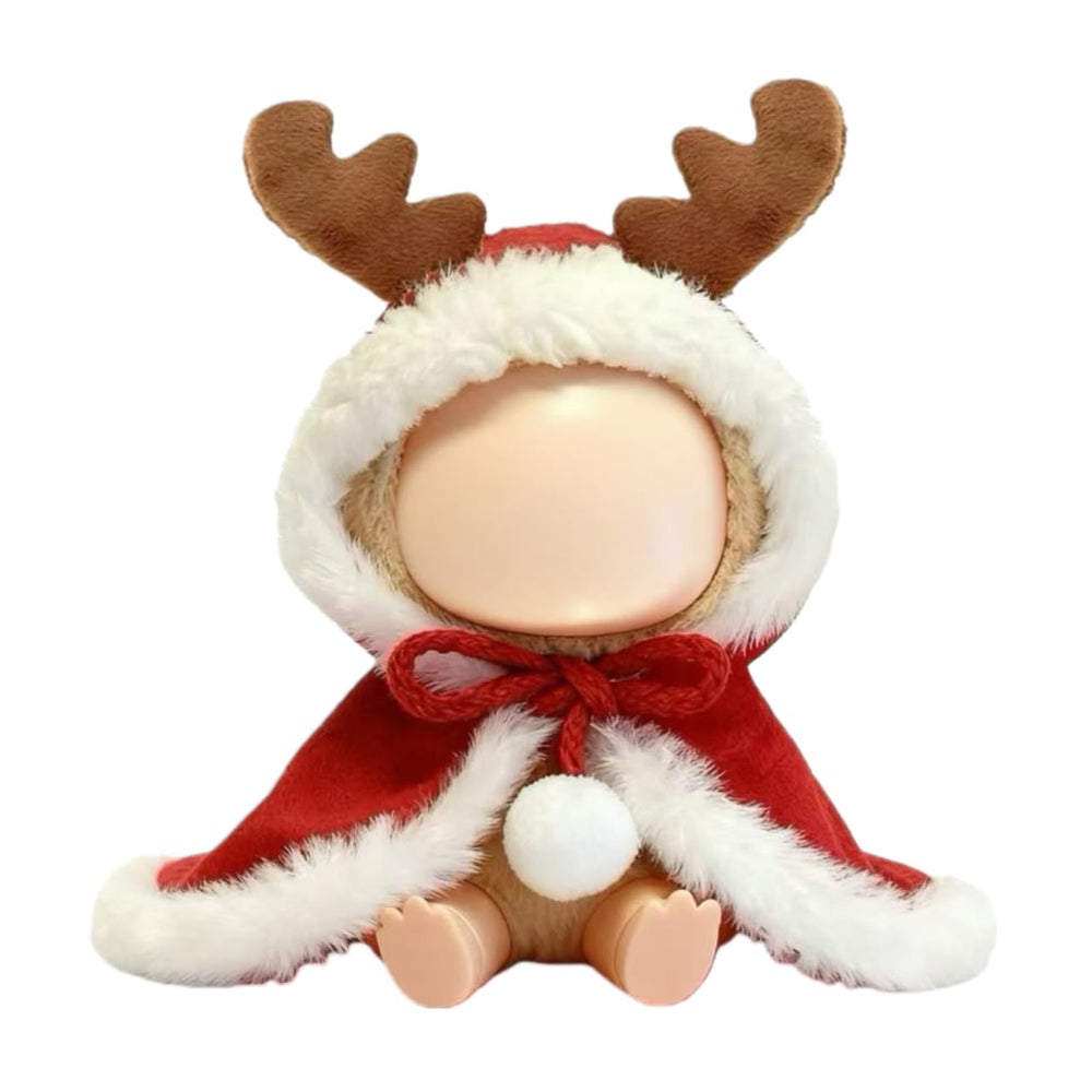 VVQUI Christmas cloak for 17cm dolls, front view, easy outfit change.