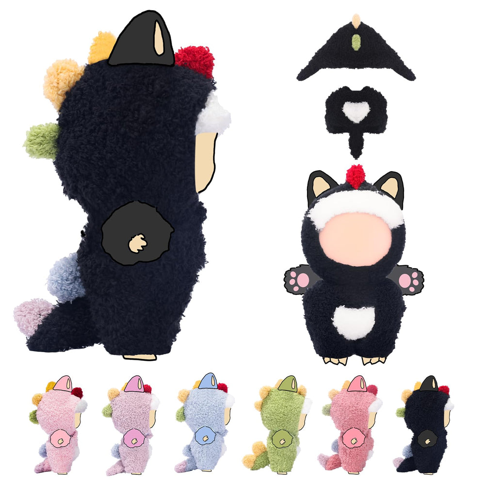 VVQUI LABUBU 17cm doll clothes with a cute dinosaur design for play and display.