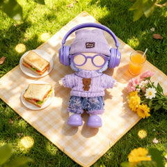 VVQUI purple sweaters doll outfit for 17cm dolls, easy mix-and-match for photos.