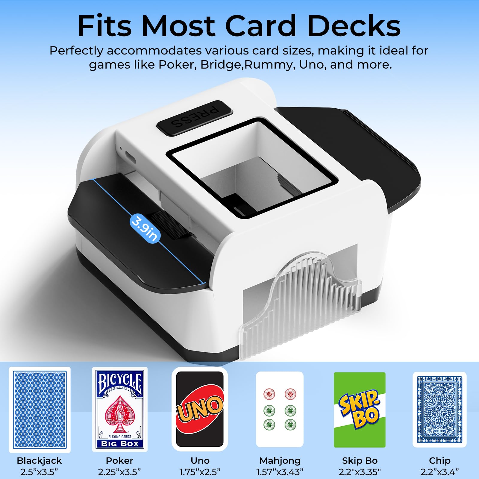 VXXCK automatic card shuffler top control panel enables one-touch operation