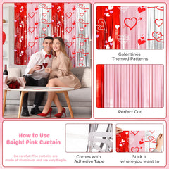 Vynium heart pattern foil fringe curtains add romantic drama to photos
