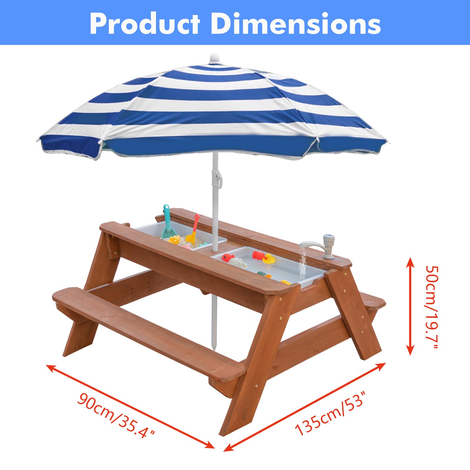 VYOMAMA natural wood finish emphasizes durable outdoor use.