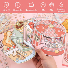 VYRANA 3D coffee shop scene sticker brightens laptops and notebooks