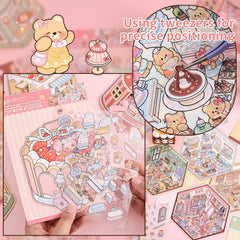 VYRANA 3D dessert shop scene sticker enlivens fridge magnets and phones