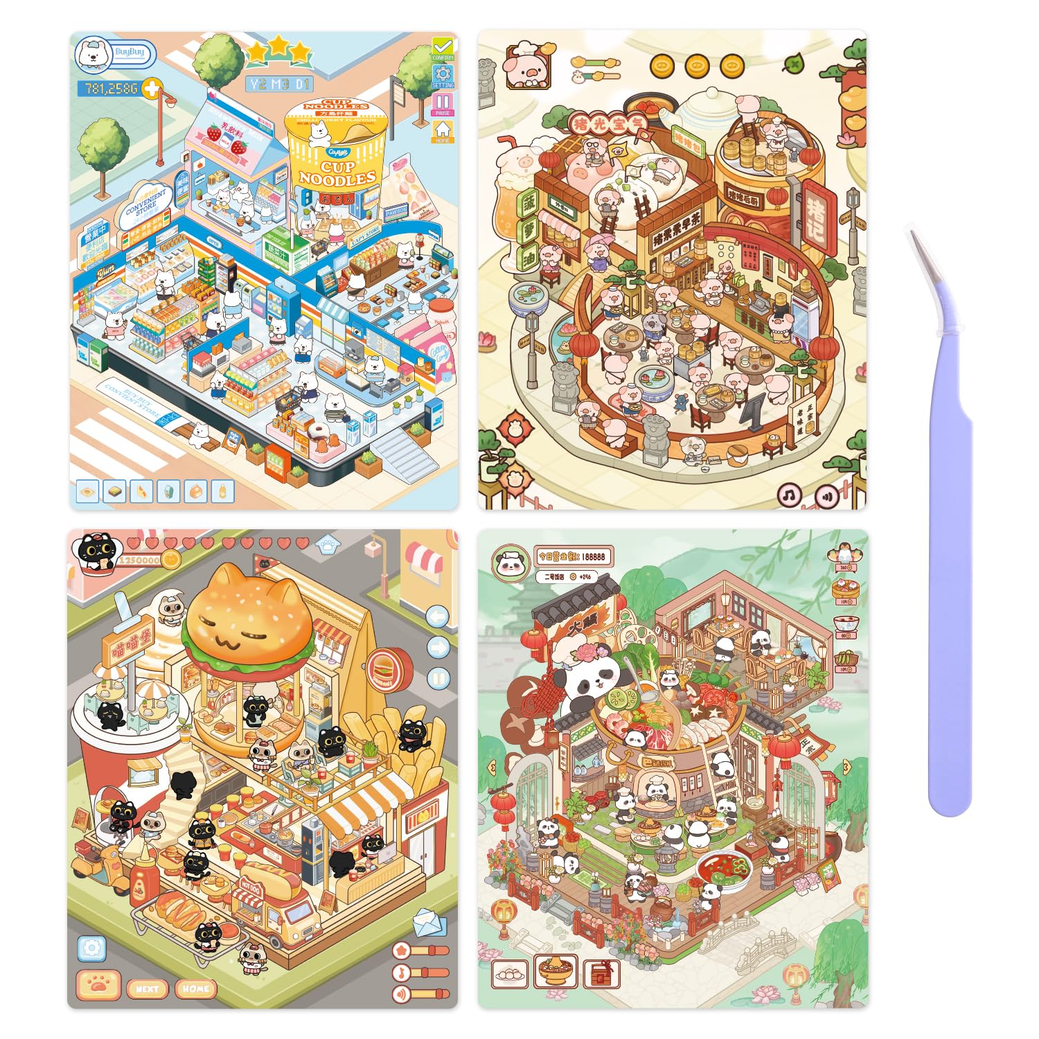 VYRANA burger shop 3D sticker for laptops or phones with vivid, reusable decor