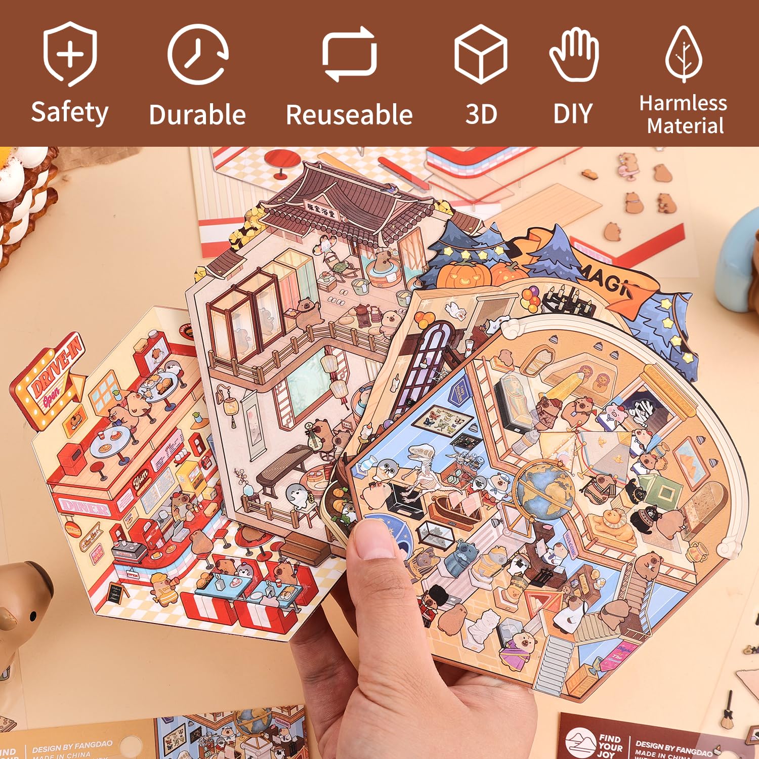 VYRANA 3D hot spring hotel theme stickers for desk decor and stress-free hours.