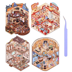 VYRANA Girls 3D miniature stickers museun theme for creative scrapbooking and notebook decoration.