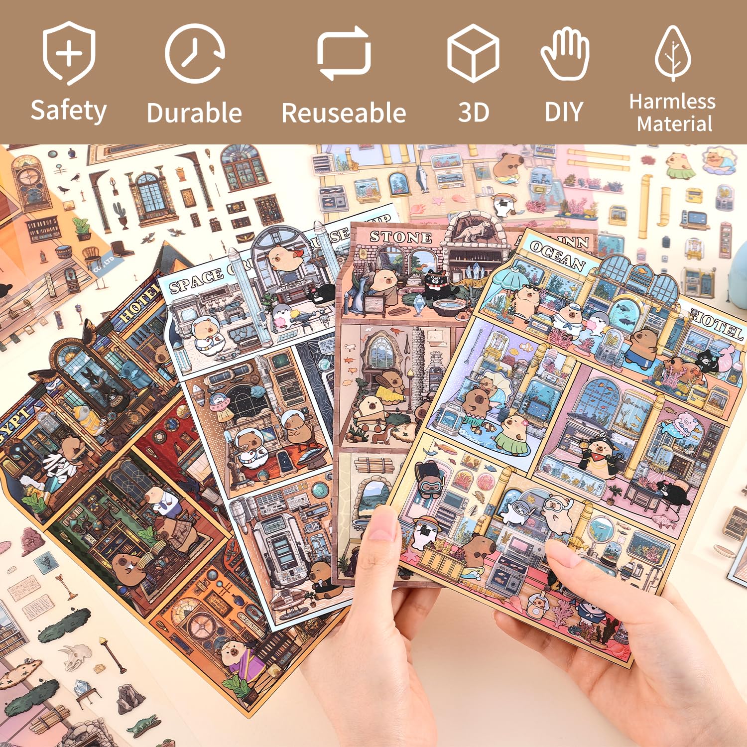VYRANA Ocean Hotel 3D stickers add depth to phones, laptops, and gifts.