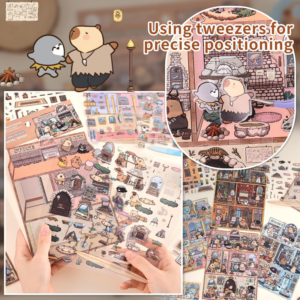 VYRANA Stone Age 3D stickers bring prehistoric scenes to life on gadgets.