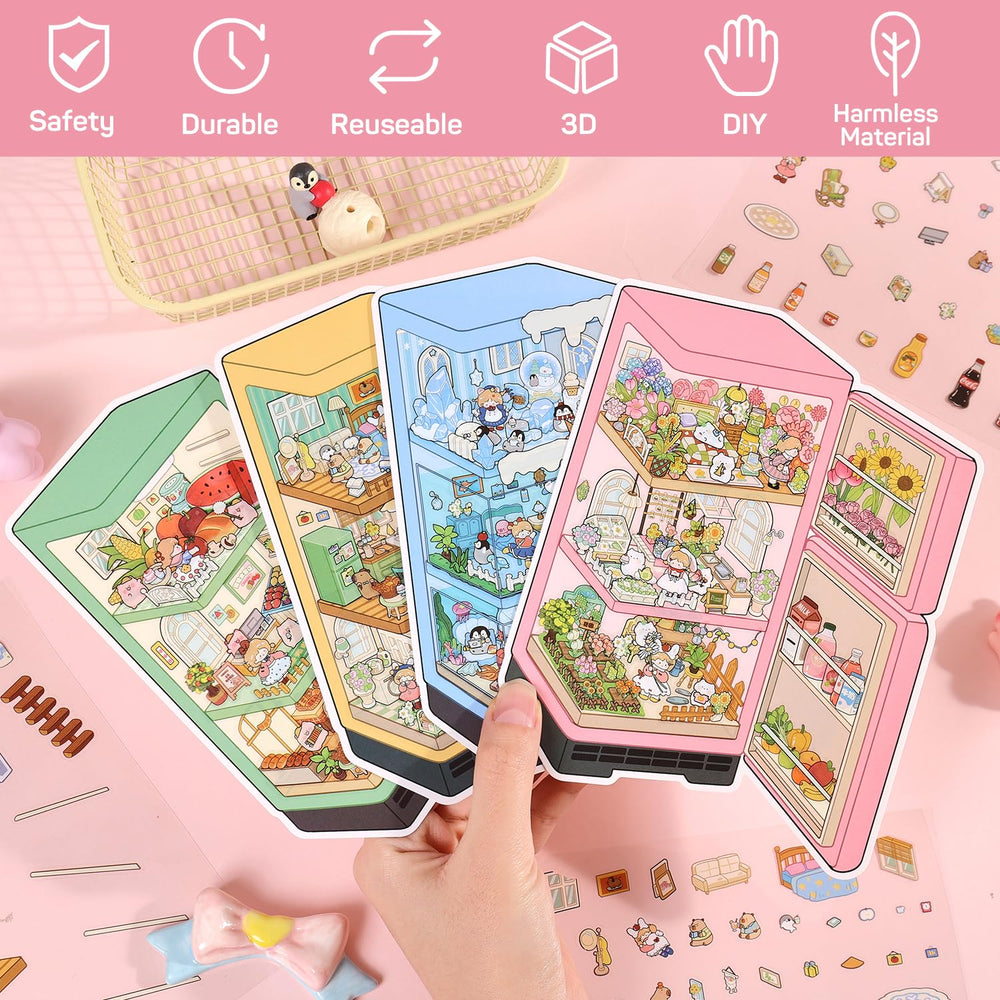VYRANA Girls 3D stickers Colorful World scene for notebooks and devices.