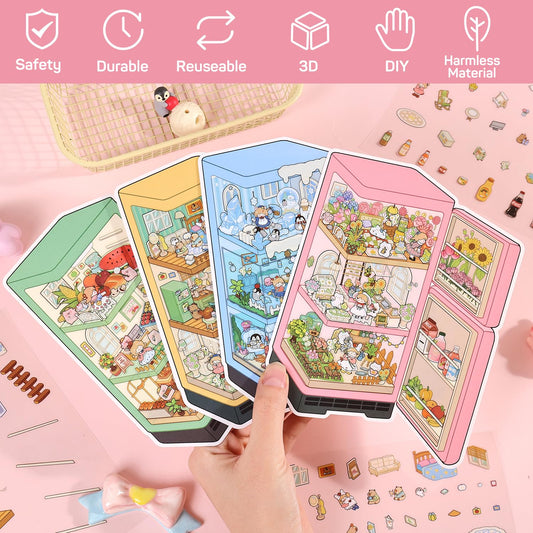 VYRANA Girls 3D stickers Colorful World scene for notebooks and devices.