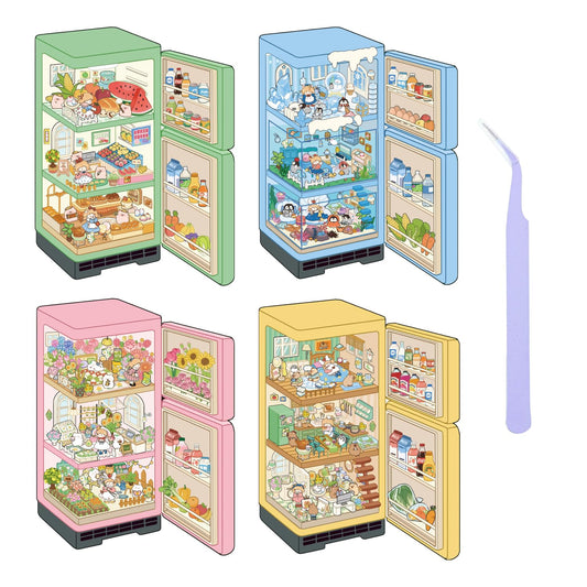 VYRANA Girls 3D stickers Summer Stalls scene for fridge and desk decor.