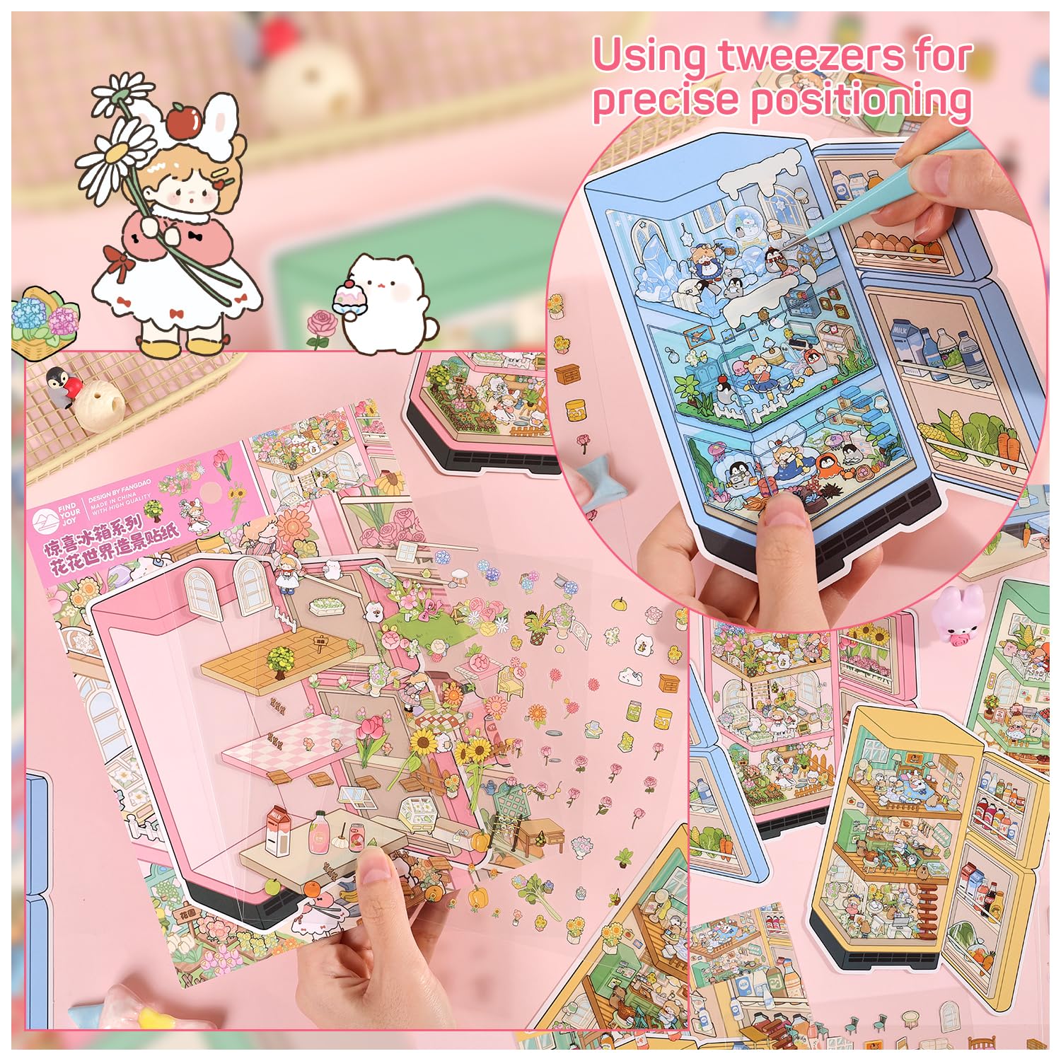 VYRANA Girls 3D stickers Warm Home scene for personal items.