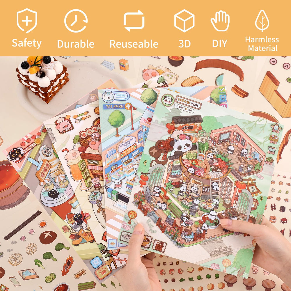 VYRANA hot pot restaurant 3D sticker adds playful depth to notebooks and fridges