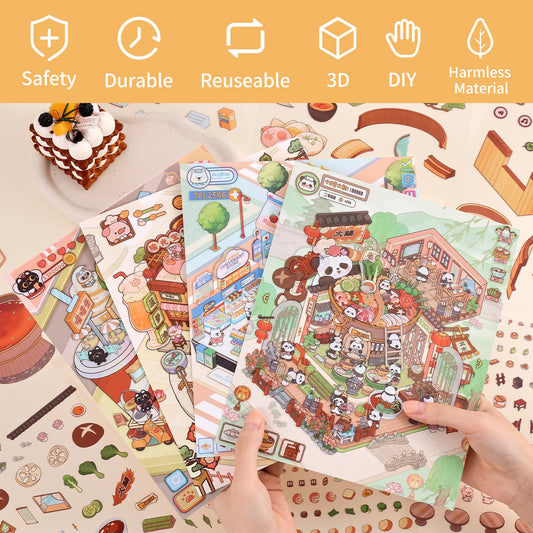 VYRANA hot pot restaurant 3D sticker adds playful depth to notebooks and fridges