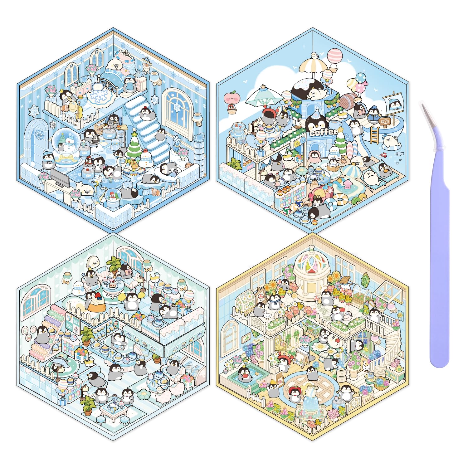 VYRANA penguin holiday 3D stickers bring playful scenes to journals and crafts