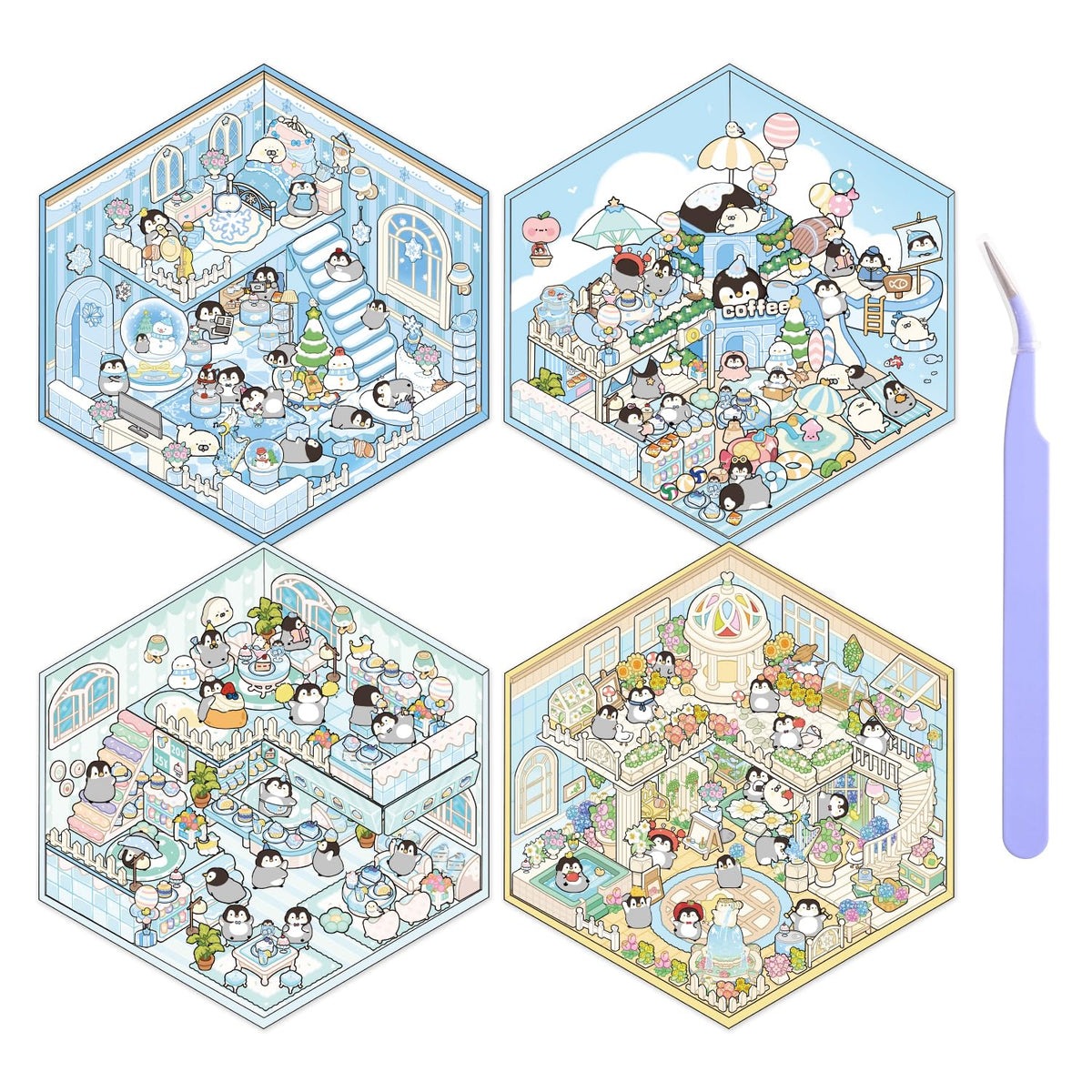 VYRANA penguin holiday 3D stickers bring playful scenes to journals and crafts
