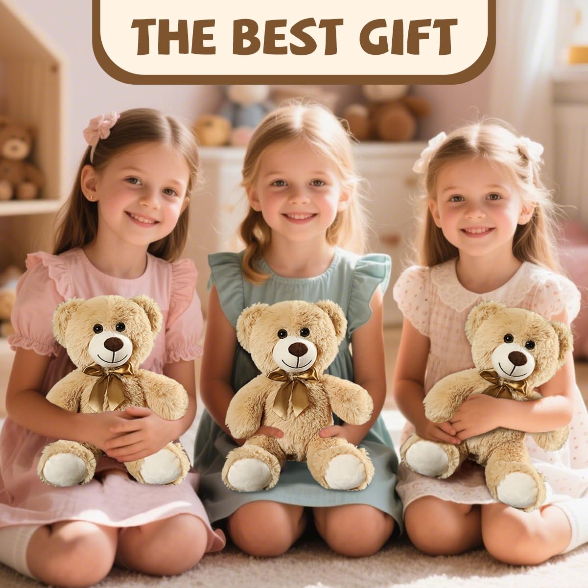 VYUSIT soft bear plush; vacuum-packaged for easy care and fluff refresh.